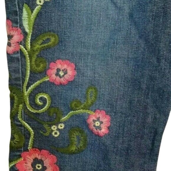 J Jill Jeans Womens Size 2 Floral Embroidered Cropped - Picture 7 of 8